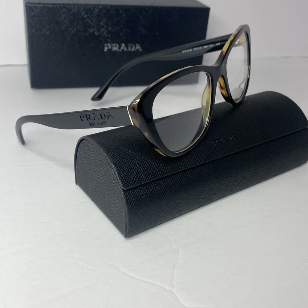 💯 Authentic - New Prada Sexy Black Havana Cat-Eye Eyeglasses - Picture 8 of 12